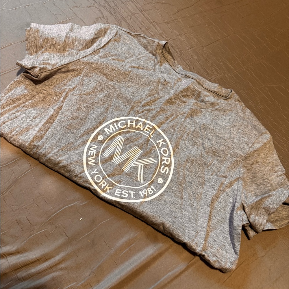Michael Kors Heather Gray Logo Crew Tee